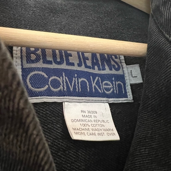 VTG Men’s Large 80s Calvin Klein Black Jean Jacket Core Basics MTV Clubbing - Picture 4 of 9